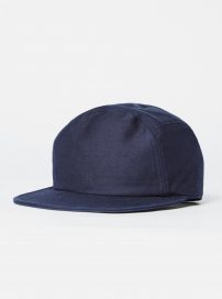 Universal Works Mens Accessories | cableami® Baker Back Soft Bill Cap in Navy Satin Cotton
